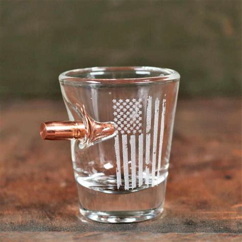 Benshot glassware - Make every drink taste like freedom! This 16oz pint glass is hand-embedded with a real, lead-free, solid copper 0.50 BMG bullet. Our glasses are high-quality, heavy, and handcrafted in our glass workshop in Wisconsin. All packaging and raw materials are made in the USA. Each bullet is CNC'd from a pure piece of copper. 